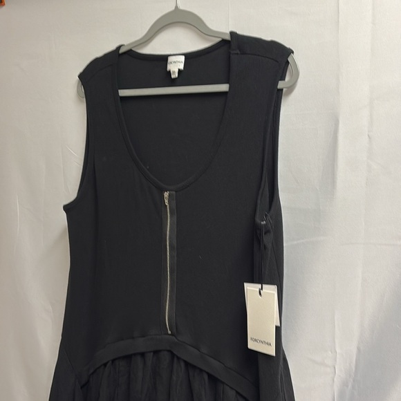 ForCynthia Linen Blend Zip Front Midi Dress Black Size 2X NWT - Picture 4 of 8